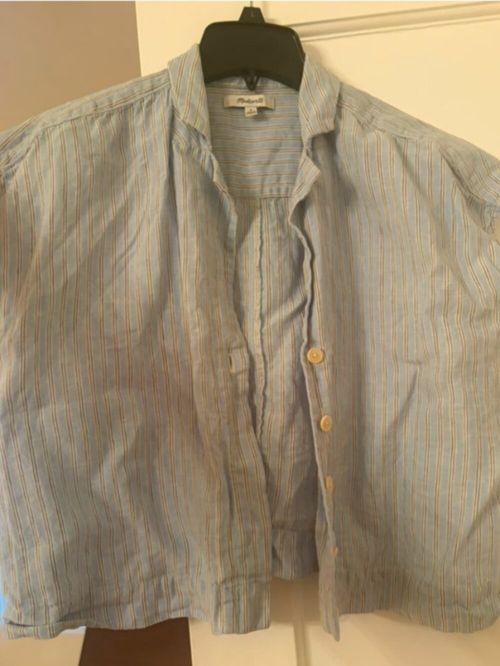 Madewell Light Blue Striped Shirt   Linen sleeveless - M